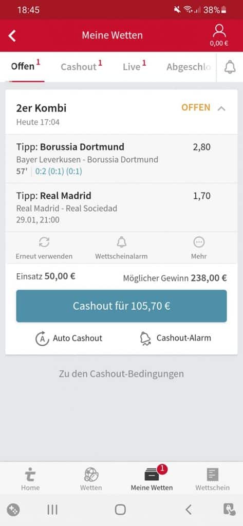 Wie lange dauert ein Cashout bei Tipico?